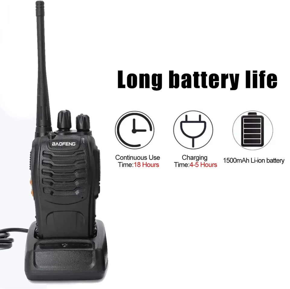 CS17 BaoFeng Long Range Radios UHF 400-470Mhz 16 Channels 1500mAh Li-ion Rechargeable Battery  SPY BF-888S Walkie Talkies for Adults (Black) -2 Pack - Image 8
