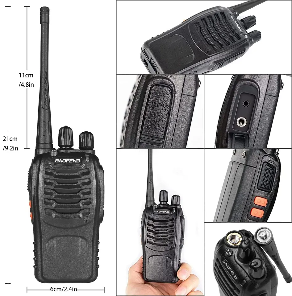 CS17 BaoFeng Long Range Radios UHF 400-470Mhz 16 Channels 1500mAh Li-ion Rechargeable Battery  SPY BF-888S Walkie Talkies for Adults (Black) -2 Pack - Image 4
