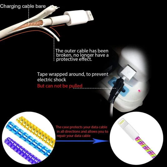 6011 METALLIC FINISH CABLE SPIRAL PROTECTOR / WIRE REPAIR / PET CORD PROTECTOR / HEADPHONE SAVER, CABLE WRAP / COVER FOR MAC CHARGING CABLE - Image 2