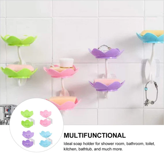 155 DOUBLE LAYER FLOWER SELF DRAINING SOAP DISH HOLDER, BATHROOM SHOWER SOAP HOLDER DISH STORAGE PLATE TRAY FOR BATHROOM, KITCHEN, BATHTUB - Image 6