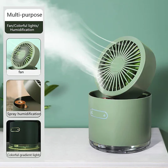 7615 MINI DESKTOP COOLING FAN, AUTOMATIC SHAKING HEAD ROTATING SPRAY HUMIDIFIER FAN WATER COOLING SMALL FAN DESKTOP MINI AIR CONDITIONING FAN WITH SMALL WATER TANK - Image 5