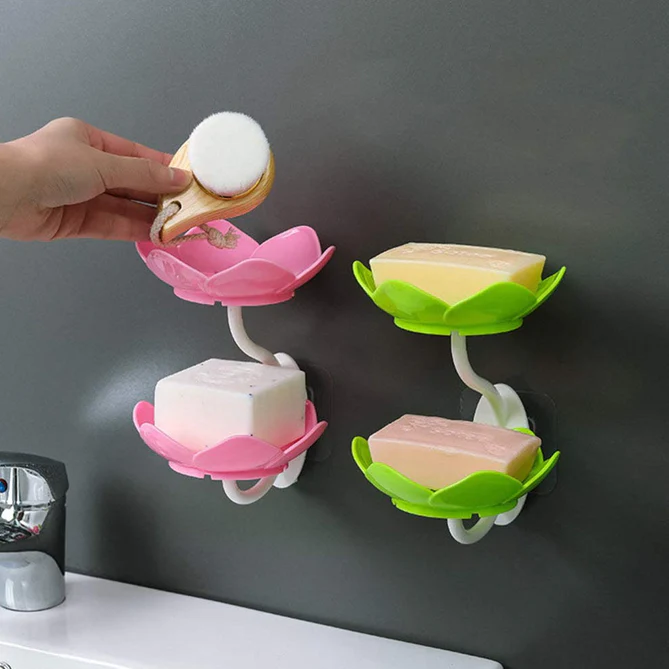 155 DOUBLE LAYER FLOWER SELF DRAINING SOAP DISH HOLDER, BATHROOM SHOWER SOAP HOLDER DISH STORAGE PLATE TRAY FOR BATHROOM, KITCHEN, BATHTUB