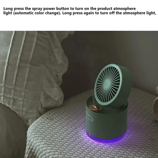 7615 MINI DESKTOP COOLING FAN, AUTOMATIC SHAKING HEAD ROTATING SPRAY HUMIDIFIER FAN WATER COOLING SMALL FAN DESKTOP MINI AIR CONDITIONING FAN WITH SMALL WATER TANK - Image 6