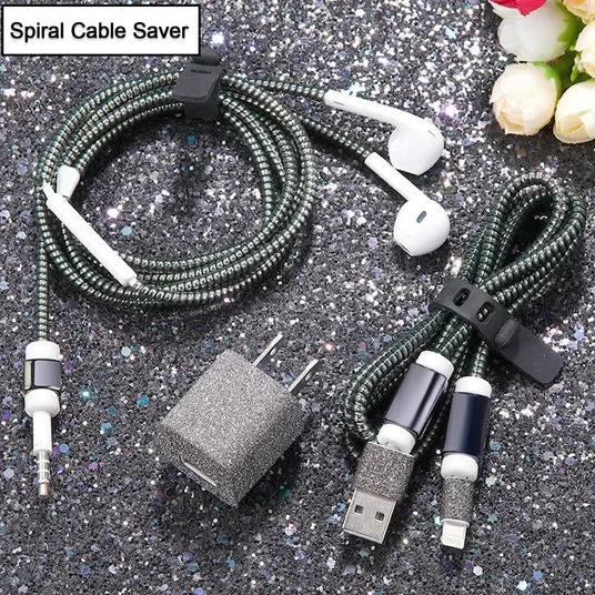 6011 METALLIC FINISH CABLE SPIRAL PROTECTOR / WIRE REPAIR / PET CORD PROTECTOR / HEADPHONE SAVER, CABLE WRAP / COVER FOR MAC CHARGING CABLE - Image 6