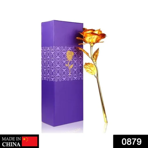 879 24K ARTIFICIAL GOLDEN ROSE / GOLD RED ROSE WITH GIFT BOX (10 INCHES)