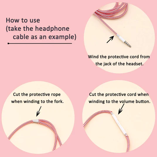 6011 METALLIC FINISH CABLE SPIRAL PROTECTOR / WIRE REPAIR / PET CORD PROTECTOR / HEADPHONE SAVER, CABLE WRAP / COVER FOR MAC CHARGING CABLE - Image 9