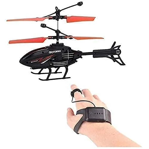 ZT06 Outdoor Flying Helicopter with Hand Induction Watch | Electronic Radio RC Remote Control Toy | Charging Helicopter with 3D Light & Safety Sensor for Kids(Multi Color)