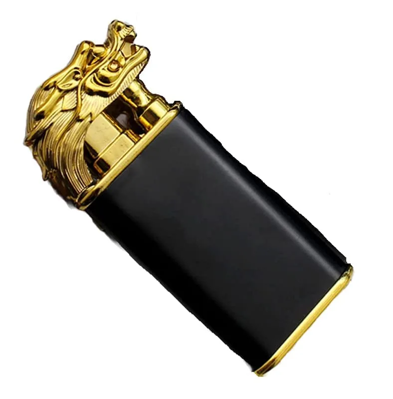AE21 Dragon Magic Double Flame Cigarette Lighter Luminous Cigar Torch Lighters Wind-Proof Steel Gas Lighter (Pack of 1)