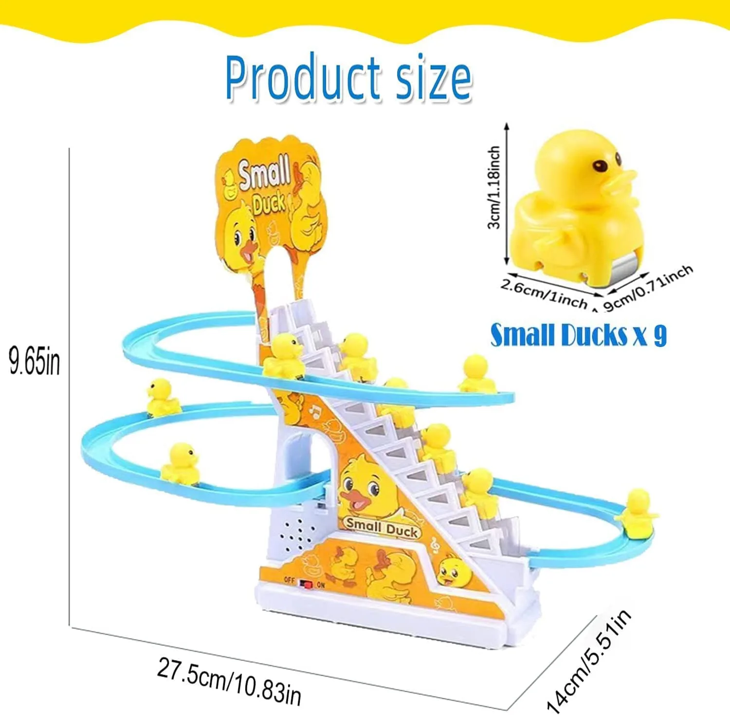 ZT05 3 Duck Slide Toy Set, Funny Automatic Stair-Climbing Ducklings Cartoon Race Track Set Little Lovely Duck Slide Toy Escalator Toy with... - Image 2