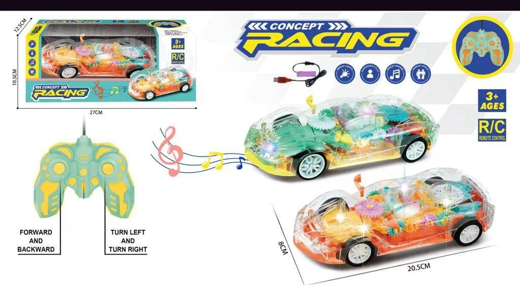 ZT08  Remote Control Concept Musical and 3D Lights Kids Transparent Car, Toy for 2-5 Year Kids Baby Toy Recharbeable Battery Included - Image 4