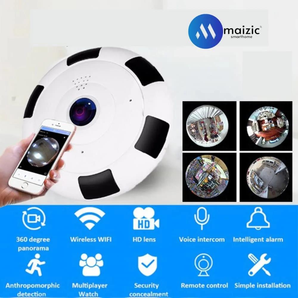 AE09 Fish Eye Chakra Wireless 360* Panoramic WiFi IP 1080p Camera with Infrared Night Vision,Live View,Two Way Communication, Motion Detection, 360 *Remote View On Mobile - Image 5