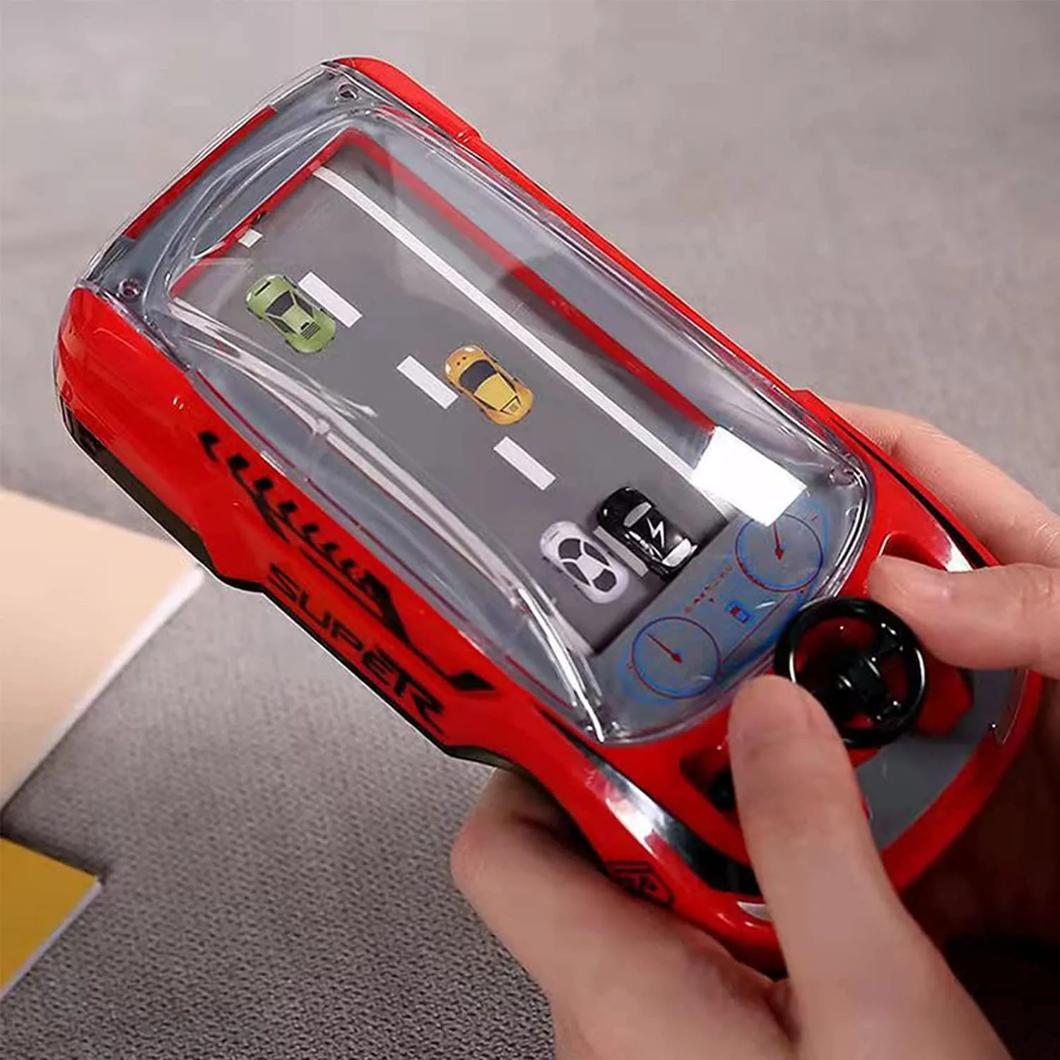 ZT04 Hand-Held Car Game Portable Adventure Game Machine Speed Car Toy, Children's Toy Manual Puzzle Simulation Racing Machine Steering Wheel