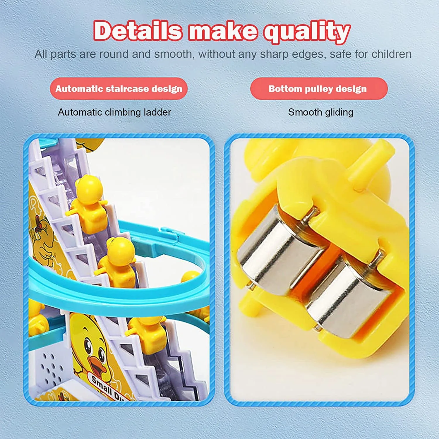 ZT05 3 Duck Slide Toy Set, Funny Automatic Stair-Climbing Ducklings Cartoon Race Track Set Little Lovely Duck Slide Toy Escalator Toy with... - Image 5