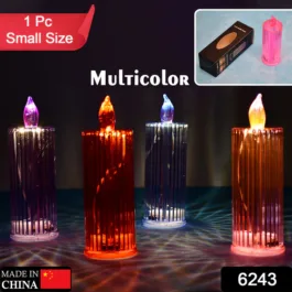 6243 BIG SIMPLE CANDLES FOR HOME DECORATION, CRYSTAL CANDLE LIGHTS (MULTICOLOR)