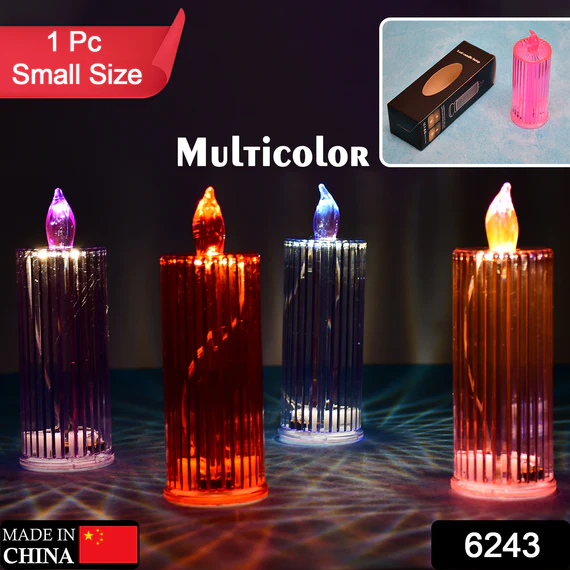 6243 BIG SIMPLE CANDLES FOR HOME DECORATION, CRYSTAL CANDLE LIGHTS (MULTICOLOR)