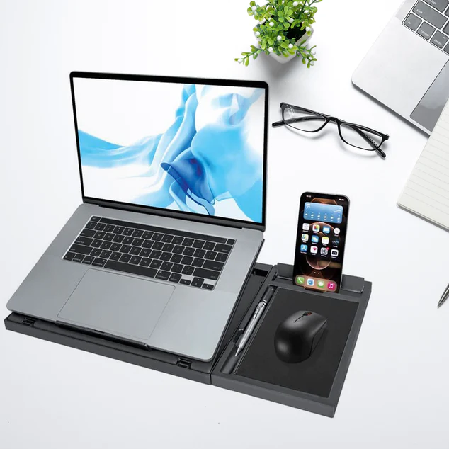 1229 LAPTOP STAND SUITABLE PORTABLE FOLDABLE COMPATIBLE WITH MACBOOK NOTEBOOK TABLET TRAY DESK TABLE BOOK WITH FREE PHONE STAND - Image 2