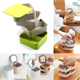 4023B 4 LAYERS JEWELRY BOX, 360 DEGREE ROTATING JEWELRY BOX, JEWELRY AND EARRING ORGANIZER BOX, ACCESSORY STORAGE BOX