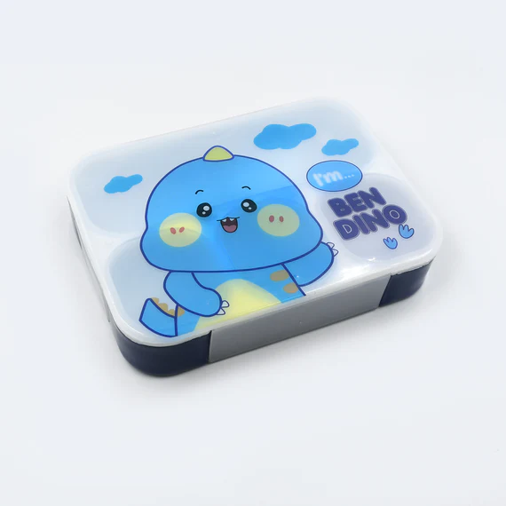 7018 CARTOON DESIGN PRINT 4 COMPARTMENT PLASTIC LUNCH BOX AIR TIGHT LUNCH BOX FOR OFFICE, BENTO BOX, LEAK-PROOF, MICROWAVE & DISHWASHER SAFE, PLASTIC LUNCH BOX FOR SCHOOL CHILD, TIFFIN BOX FOR ADULTS WITH FORK & SPOON - Image 5