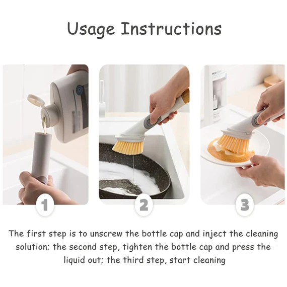 5939 CLEANING BRUSHES SET, SCRUB BRUSH BATHROOM BRUSH, LONG HANDLE LIQUID DISPENSER POT WASHING BRUSH - Image 8