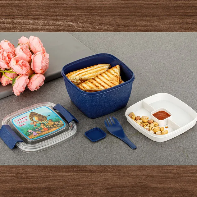 5941 UNIQUE LUNCH BOX REUSABLE FREEZER SAFE FOOD CONTAINERS WITH SPOON FOR ADULTS AND KIDS, BPA FREE PLASTIC MATERIAL - Image 4