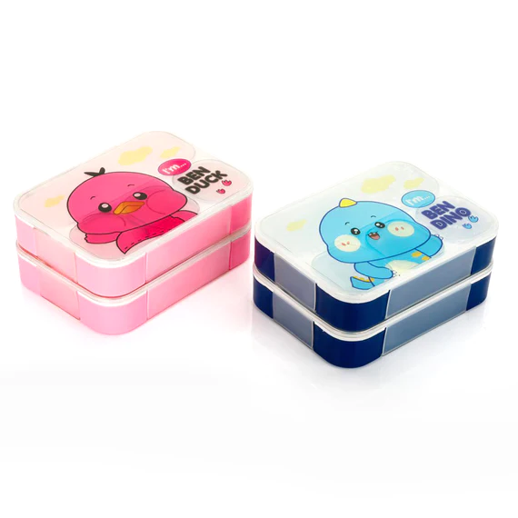 7018 CARTOON DESIGN PRINT 4 COMPARTMENT PLASTIC LUNCH BOX AIR TIGHT LUNCH BOX FOR OFFICE, BENTO BOX, LEAK-PROOF, MICROWAVE & DISHWASHER SAFE, PLASTIC LUNCH BOX FOR SCHOOL CHILD, TIFFIN BOX FOR ADULTS WITH FORK & SPOON - Image 4