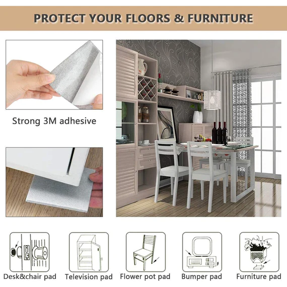 9134 FURNITURE PAD SQUARE FELT PADS FLOOR PROTECTOR PAD FOR HOME & ALL FURNITURE USE (PACK OF 4 PC) - Image 3