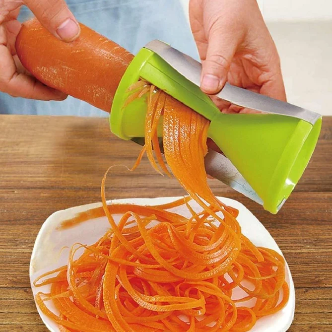 1852A PORTABLE SPIRALIZER VEGETABLE SLICER HANDHELD SPIRALIZER PEELER STAINLESS STEEL SPIRAL SLICER FOR SALAD VEGETABLES FRUIT SLICER - Image 4