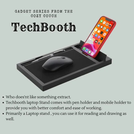1229 LAPTOP STAND SUITABLE PORTABLE FOLDABLE COMPATIBLE WITH MACBOOK NOTEBOOK TABLET TRAY DESK TABLE BOOK WITH FREE PHONE STAND - Image 10