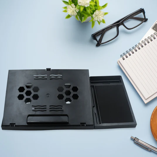 1229 LAPTOP STAND SUITABLE PORTABLE FOLDABLE COMPATIBLE WITH MACBOOK NOTEBOOK TABLET TRAY DESK TABLE BOOK WITH FREE PHONE STAND - Image 3