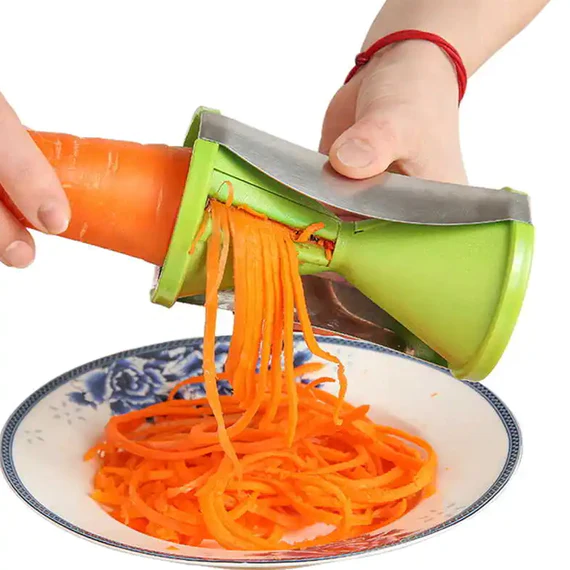1852A PORTABLE SPIRALIZER VEGETABLE SLICER HANDHELD SPIRALIZER PEELER STAINLESS STEEL SPIRAL SLICER FOR SALAD VEGETABLES FRUIT SLICER - Image 3