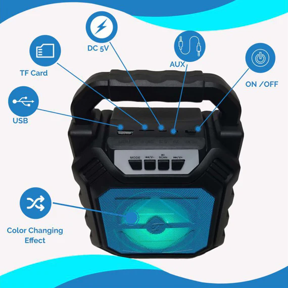 6642 WIRELESS BLUETOOTH PORTABLE BOOM BOX SUBWOOFER SUPPORT MIC INPUT OUTDOOR SPEAKER 5 W BLUETOOTH SPEAKER - Image 4