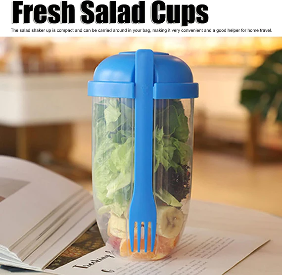 2545 FRUIT AND VEGETABLE SALAD CUPS EASY CLEAN SALAD MIXING CUP FOR BUSINESS PEOPLE FOR BUSINESS TRAVEL (1PC) - Image 2