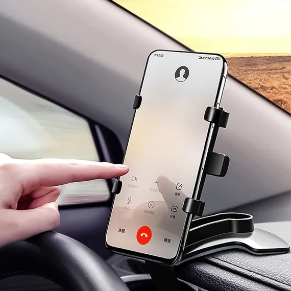 6948 CAR PHONE HOLDER CLIP MOUNT 360 DEGREE ROTATION DASHBOARD REAR VIEW MIRROR SUN VISOR SMARTPHONE HUD NAVIGATION FOLD STAND PLASTIC BLACK COMPATIBLE FOR ALL SMART PHONES - Image 3