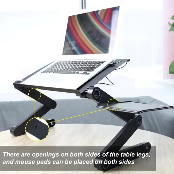 6925 MODERN STYLE PORTABLE ADJUSTABLE FOLDABLE LAPTOP HOLDER NOTEBOOK DESKS LAP PC FOLDING DESK TABLE VENTED STAND 2 BUILT IN COOLING FANS - Image 3