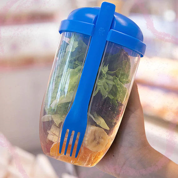 2545 FRUIT AND VEGETABLE SALAD CUPS EASY CLEAN SALAD MIXING CUP FOR BUSINESS PEOPLE FOR BUSINESS TRAVEL (1PC) - Image 3