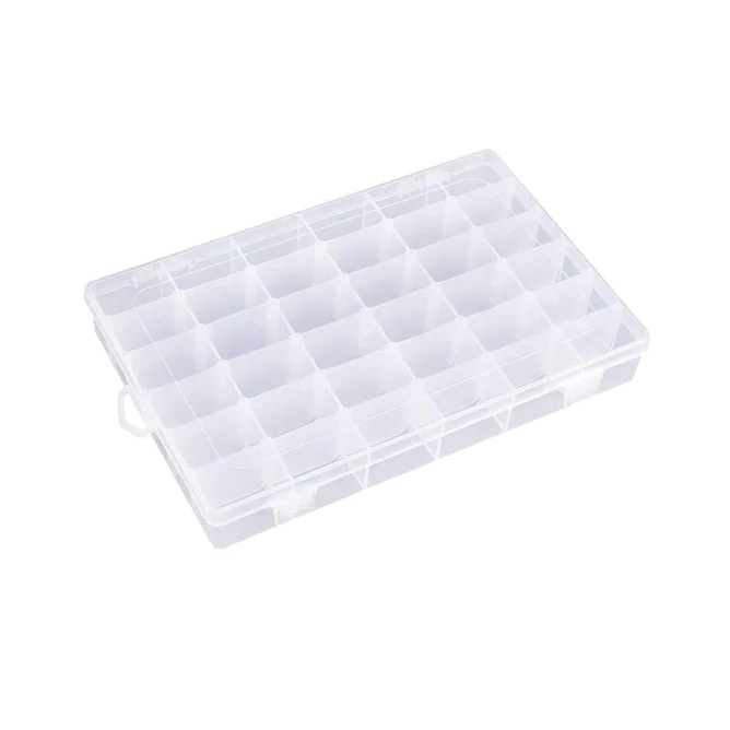 7673 36 GRIDS CLEAR PLASTIC ORGANIZER BOX WITH ADJUSTABLE COMPARTMENT DIVIDERS, JEWELLERY STORAGE ORGANIZER COLLECTION BOX (1 PC ) - Image 6