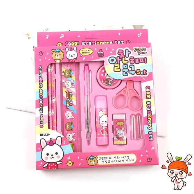 7959 10 PCS SET STATIONARY SET INCLUDING PENCIL RULER RUBBER PENCIL SHARPENER GLUE BALLPOINT PEN SCISSORS PENCIL COVER, SCHOOL, OFFICE PRODUCT GIFT - Image 2