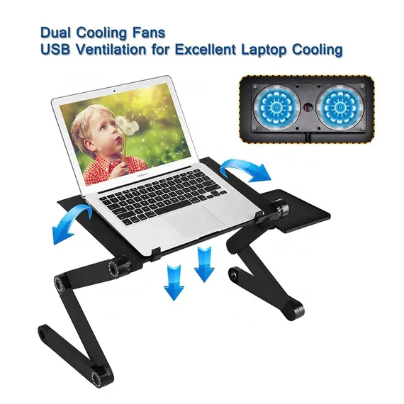 6925 MODERN STYLE PORTABLE ADJUSTABLE FOLDABLE LAPTOP HOLDER NOTEBOOK DESKS LAP PC FOLDING DESK TABLE VENTED STAND 2 BUILT IN COOLING FANS - Image 2
