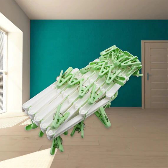 6921 BIG ADJUSTABLE CLOTHES HANGER, WINDPROOF TUMBLE DRYER, EXTENDABLE, SOCKS WASHING LINER, PLASTIC DRYING RACK, SOCK HANGER, FOLDABLE HANGER, UNDERWEAR DRYER WITH 29 CLIPS - Image 3