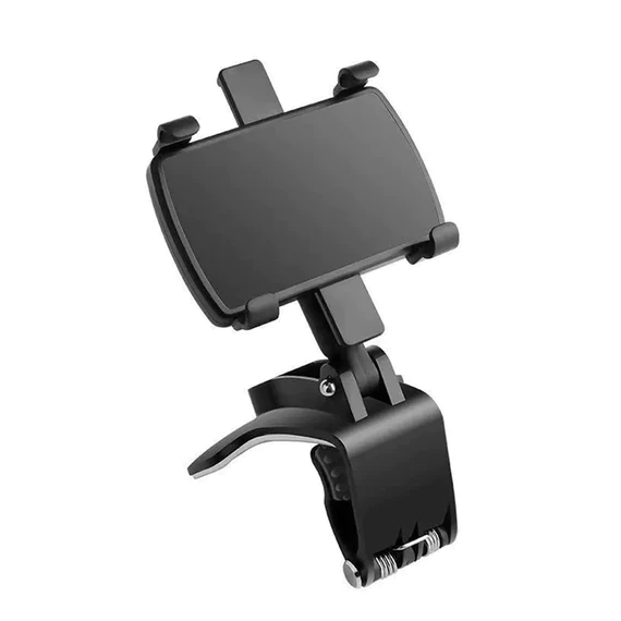 6948 CAR PHONE HOLDER CLIP MOUNT 360 DEGREE ROTATION DASHBOARD REAR VIEW MIRROR SUN VISOR SMARTPHONE HUD NAVIGATION FOLD STAND PLASTIC BLACK COMPATIBLE FOR ALL SMART PHONES - Image 5