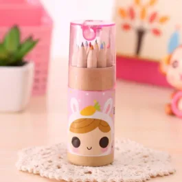 7957 12 COLOURING PENCILS KIDS SET, PENCILS SHARPENER, MINI DRAWING COLORED PENCILS WITH SHARPENER, KAWAII MANUAL PENCIL CUTTER, COLORING PENCIL ACCESSORY SCHOOL SUPPLIES FOR KID ARTISTS WRITING SKETCHING