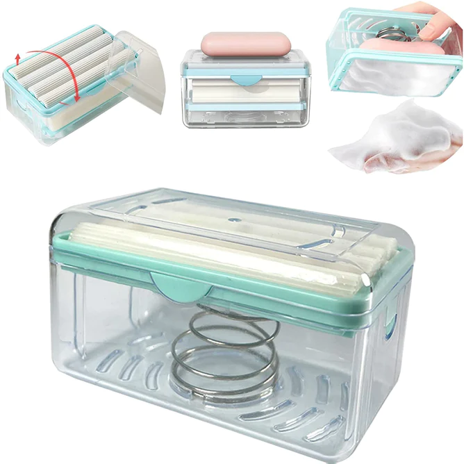 6303 2-IN-1 PORTABLE SOAP ROLLER DISH & SOAP DISPENSER WITH ROLLER AND DRAIN HOLES, MULTIFUNCTIONAL SOAP HOLDER FOAMING SOAP BAR BOX FOR HOME, KITCHEN, BATHROOM - Image 9
