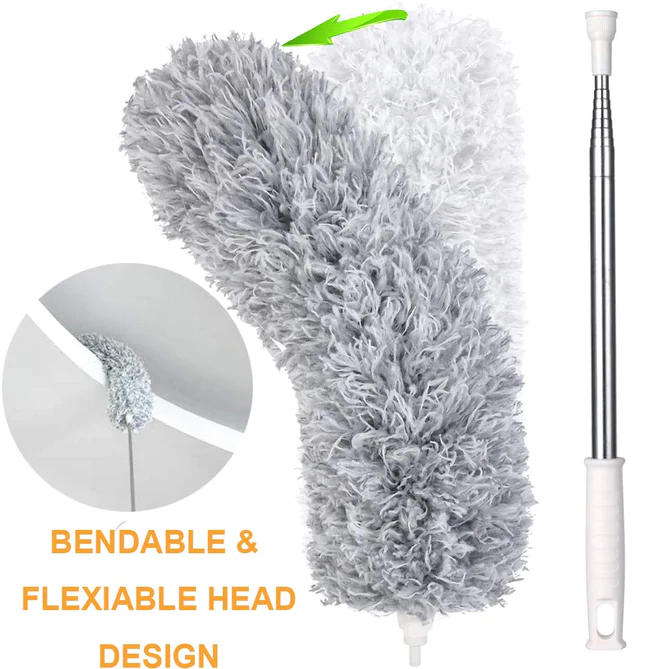 157 MICROFIBER DUSTERS FOR CLEANING, TELESCOPING FEATHER DUSTER WITH 100 INCHES EXTENDABLE HANDLE POLE, DUSTING CLEANING TOOLS FOR CLEANING HIGH CEILING, CEILING FAN, BLINDS, COBWEBS, FURNITURE, CARS - Image 2