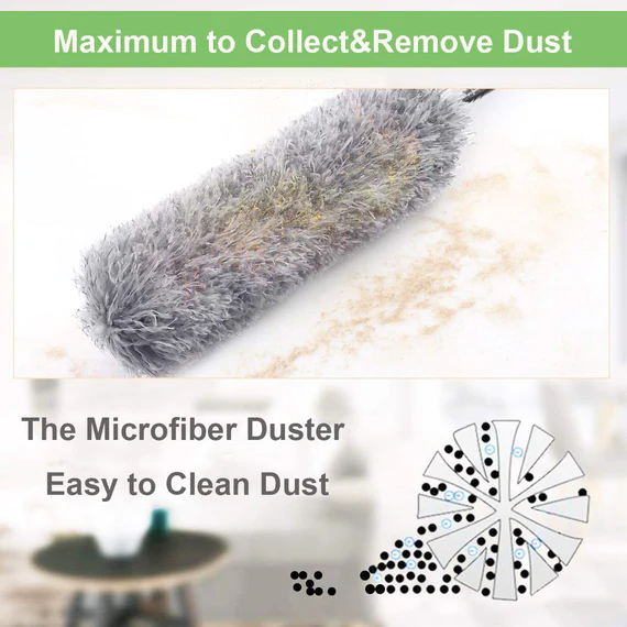157 MICROFIBER DUSTERS FOR CLEANING, TELESCOPING FEATHER DUSTER WITH 100 INCHES EXTENDABLE HANDLE POLE, DUSTING CLEANING TOOLS FOR CLEANING HIGH CEILING, CEILING FAN, BLINDS, COBWEBS, FURNITURE, CARS - Image 6