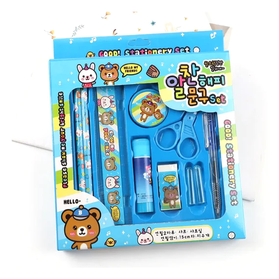 7959 10 PCS SET STATIONARY SET INCLUDING PENCIL RULER RUBBER PENCIL SHARPENER GLUE BALLPOINT PEN SCISSORS PENCIL COVER, SCHOOL, OFFICE PRODUCT GIFT - Image 5