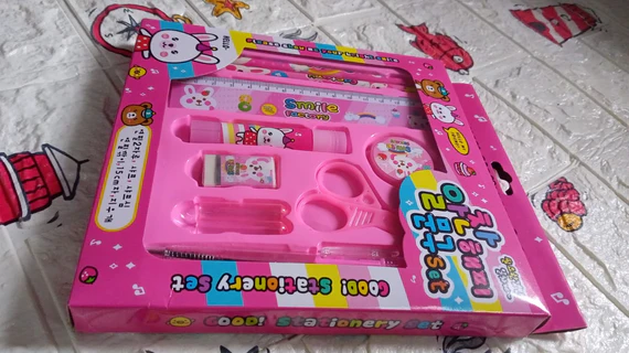 7959 10 PCS SET STATIONARY SET INCLUDING PENCIL RULER RUBBER PENCIL SHARPENER GLUE BALLPOINT PEN SCISSORS PENCIL COVER, SCHOOL, OFFICE PRODUCT GIFT - Image 3
