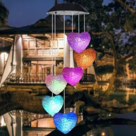 SL01 SOLAR POWERED LED WIND CHIME LIGHT 6LED COLORFUL CHIME CRAFT WIND BELL WIND HEART DECOR OUTDOOR DECORATIVE WIND PORTABLE