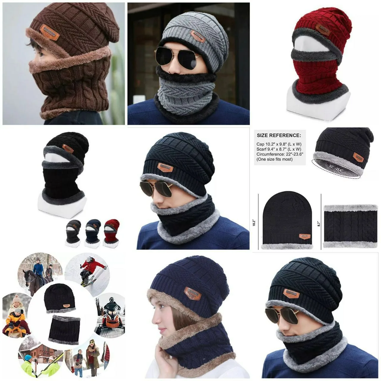 HC01  ULTRA SOFT UNISEX WOOLLEN BEANIE CAP PLUS MUFFLER SCARF - Image 5