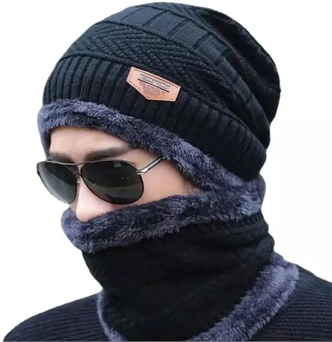 HC01  ULTRA SOFT UNISEX WOOLLEN BEANIE CAP PLUS MUFFLER SCARF - Image 7
