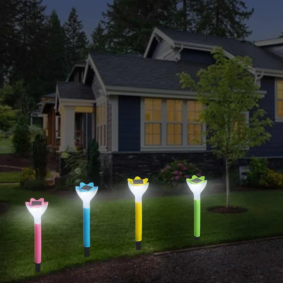 SL06 STREET LIGHT SOLAR FLOWERS LIGHTS ROAD LIGHT FLOWER LANDSCAPE LIGHT DECORATIVE YARD LIGHTS SOLAR LIGHTS GARDEN STAKE FLOWER LIGHTS SOLAR LANDSCAPE LIGHT IN OUTDOOR SPOTLIGHT (2 PC ) - Image 2